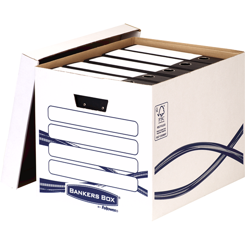 Bankers Box® Basic Tall archivačný kontajner, modrý/biely, 10 ks/balenie